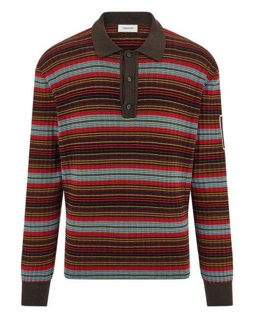 Ferragamo Gestreiftes Poloshirt in Red für Herren