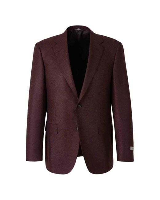 Canali Purple Single-Breasted Wool Blazer for men