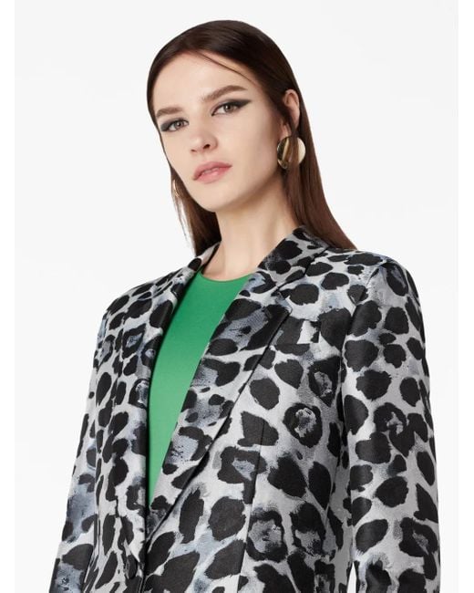 Giorgio Armani Black Single-Breasted Leopard-Pattern Blazer