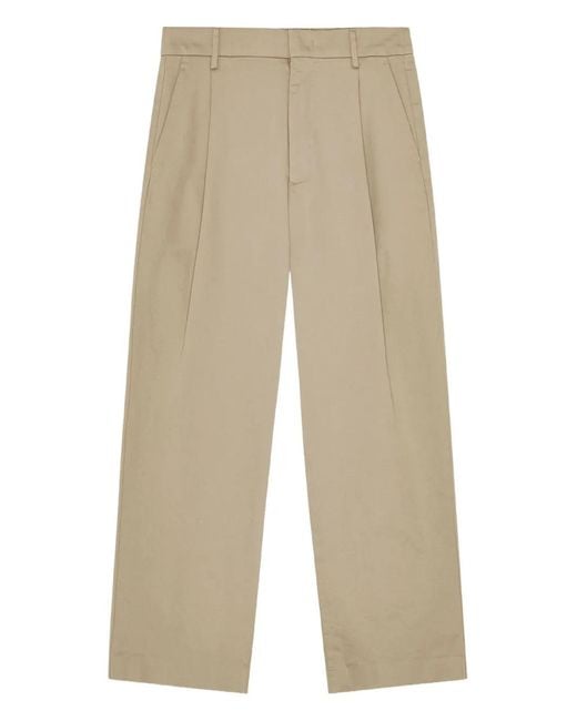 NN07 Natural Relaxed-Fit Pleated Trousers Crafted From Organic Cotton With A Lustrous Satin Finish for men