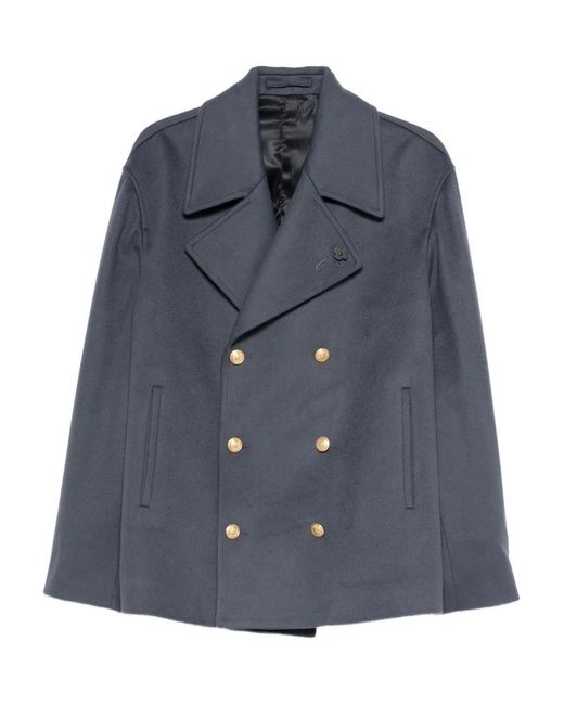 Lardini Blue Double-Breasted Coat for men