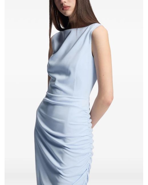 HUGO Blue Ruched Asymmetric Dress