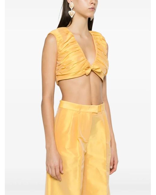 Viktor & Rolf Yellow Pleated Cropped Top