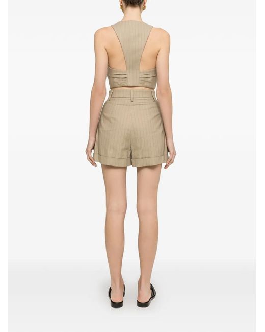 Nissa Natural High-Waisted Pinstripe Shorts