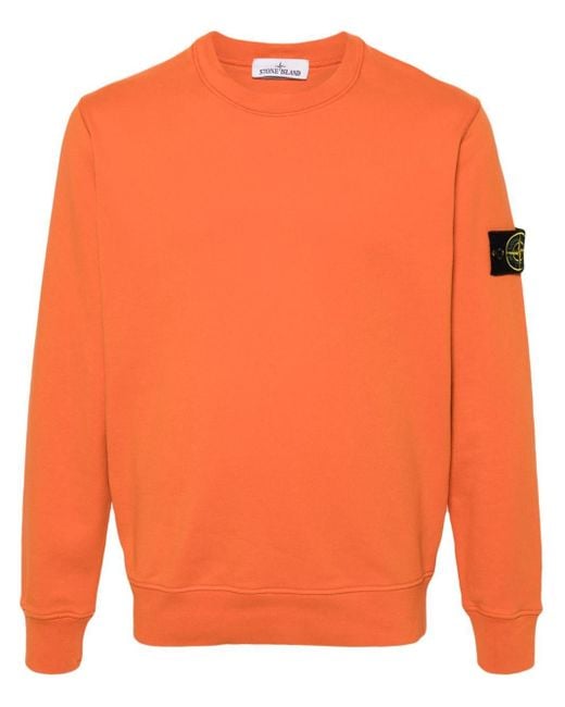 Stone Island Orange Crewneck Sweatshirt Clothing for men
