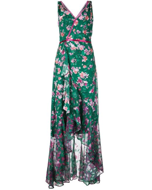 floral green wrap dress