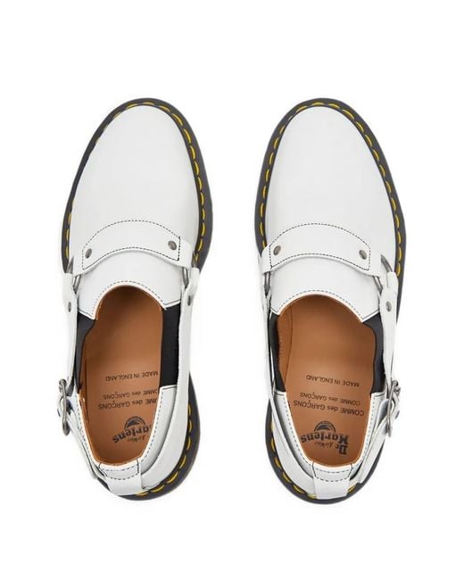 Dr. Martens White X Comme Des Garçons Hattie Harness-Detail Monk Shoes