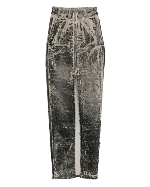 Rick Owens Gray Drawstrings Midi Skirt