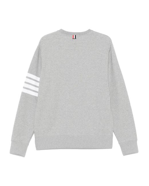 Thom Browne White 4-Bar Stripe Cotton Sweatshirt for men