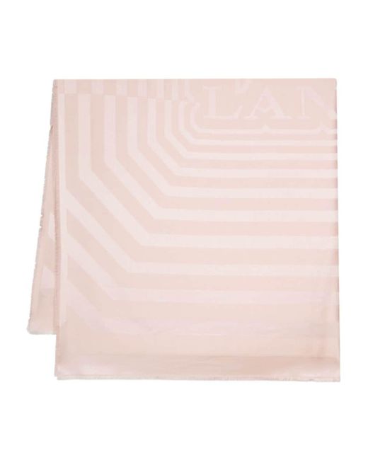 Lanvin Pink Gestreifter Schal mit Jacquard-Logo