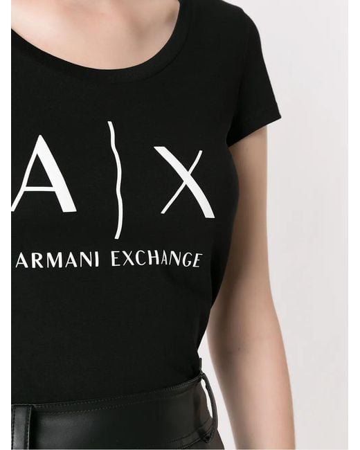 ARMANI EXCHANGE Black Logo-Print Cotton T-Shirt