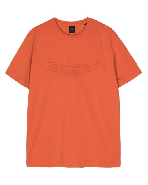 Hackett Orange Logo-appliqué T-shirt for men