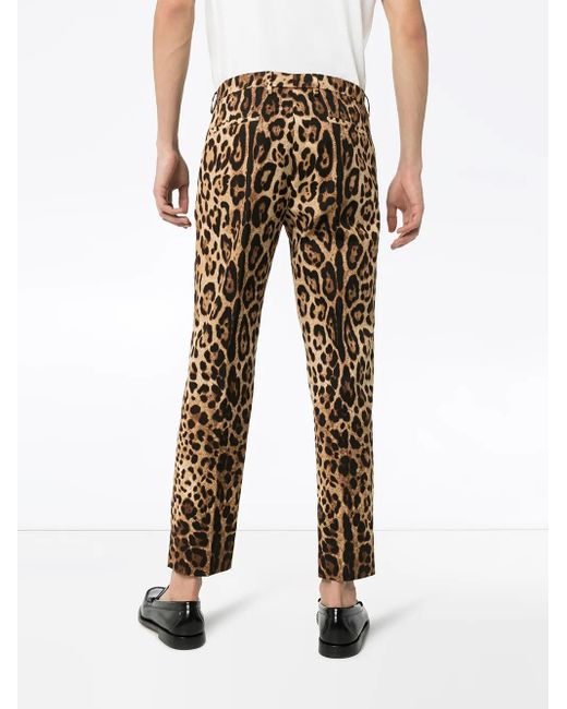 Dolce & Gabbana Natural Leopard-Print Tailored Trousers for men