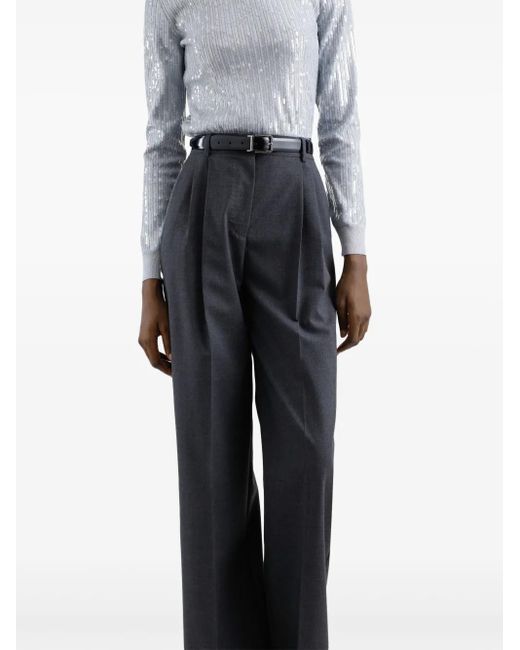 Dolce & Gabbana Blue Pressed Crease Straight-Leg Trousers