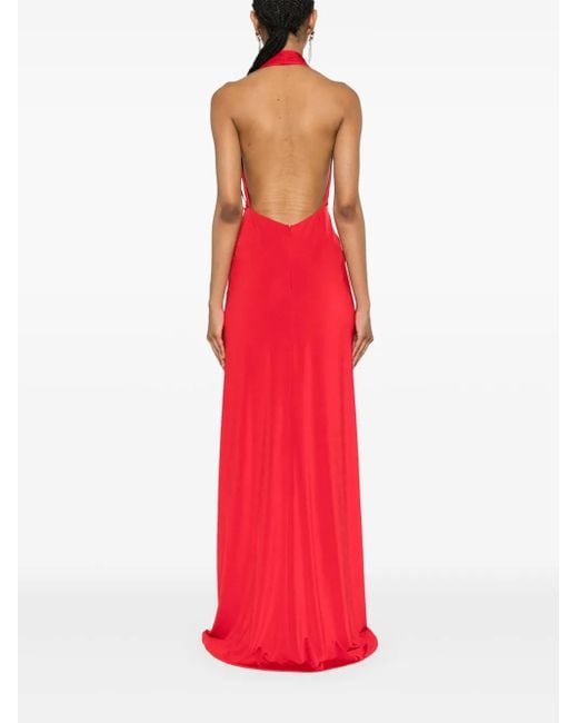 Nissa Red Backless Maxi Dress