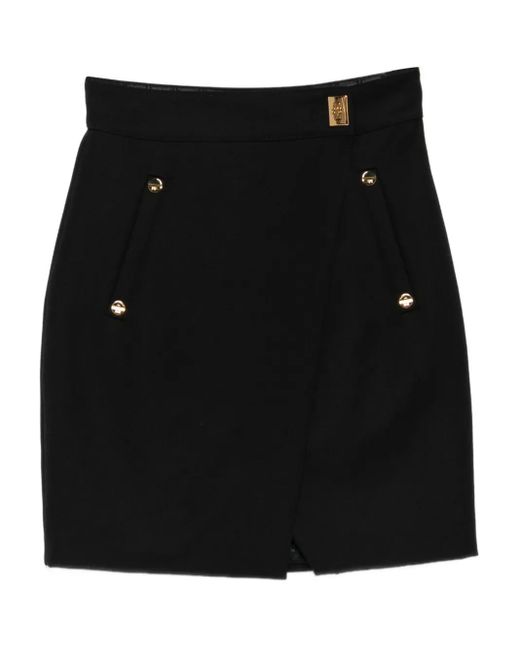 Elisabetta Franchi Black Button-Detailed Mini Skirt