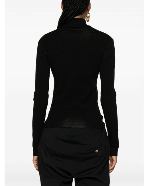 Courreges Black Cut-out Sweater With Inlaid Logo