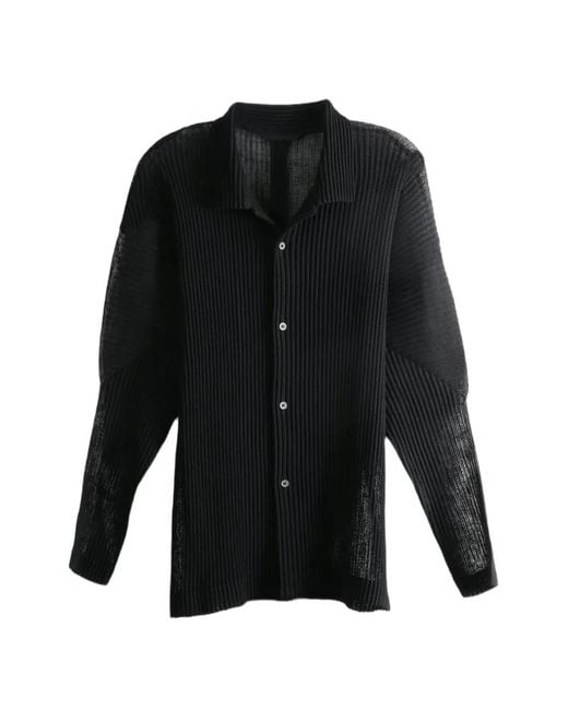 Homme Plissé Issey Miyake Black Button-Up Shirt for men