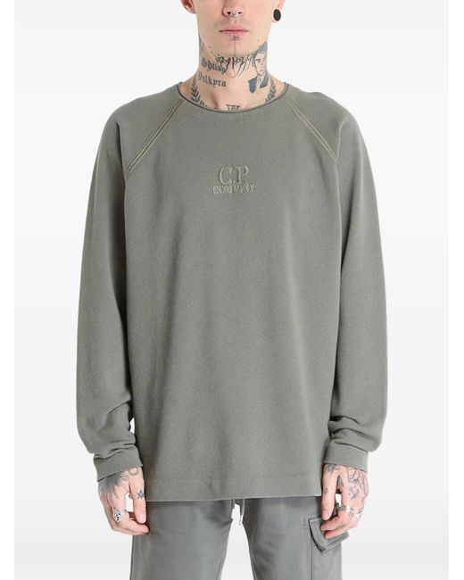 C P Company Gray Pigment-Dyed Mock-Neck Sweatshirt for men