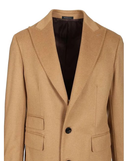 Al Duca D'aosta Natural Peak-Lapel Single-Breasted Coat for men