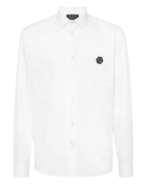 Philipp Plein White Sugar Daddy Cut Shirt Greatness for men