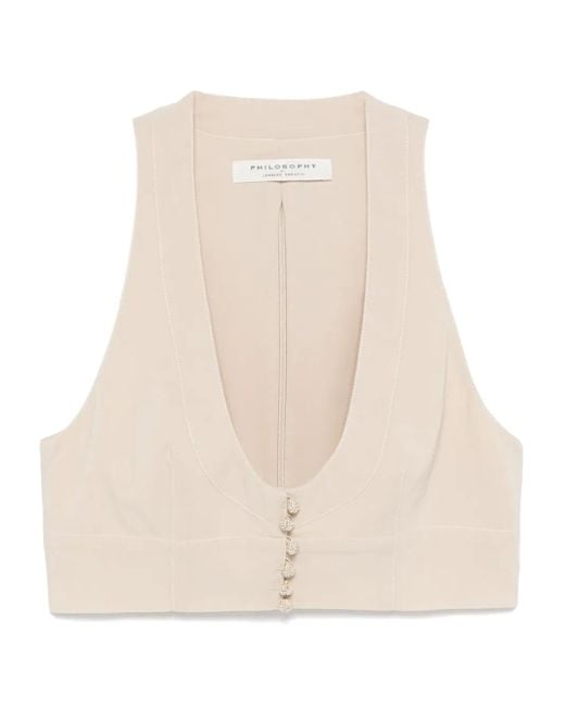 Philosophy Di Lorenzo Serafini Cropped Gilet in het Natural