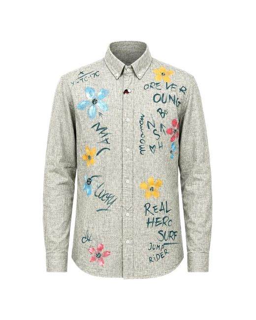 Bob White Floral-Print Button-Down Shirt for men