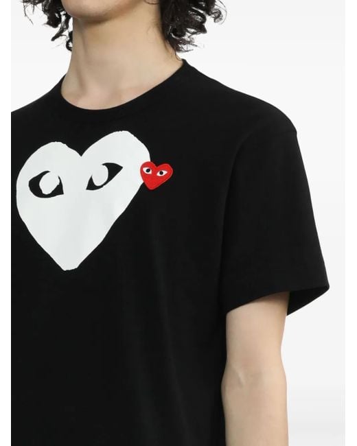 COMME DES GARÇONS PLAY Black Heart-Print Logo-Patch T-Shirt