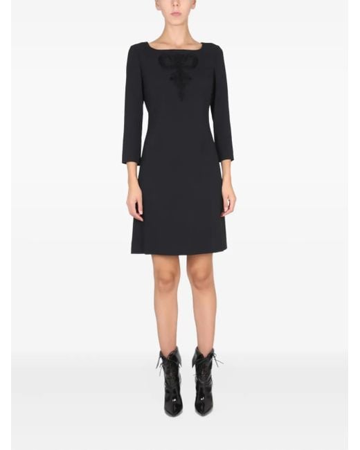 Boutique Moschino Black Cady Appliqué Mini Dress
