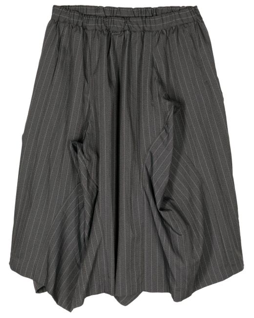 Comme des Garçons Gray Pinstripe-pattern Midi Skirt