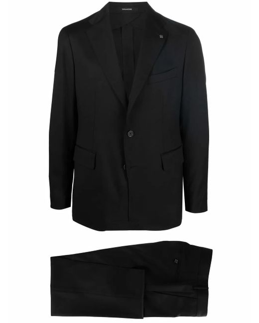 Tagliatore Black Single-Breasted Virgin Wool Suit for men