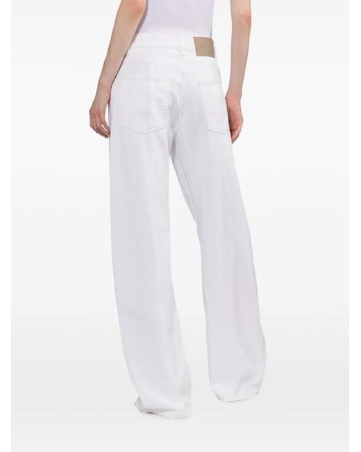 Helmut Lang White Jean Évasé À Effet Usé
