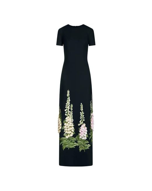 Oscar de la Renta Blue Foxglove Embroidered Caftan
