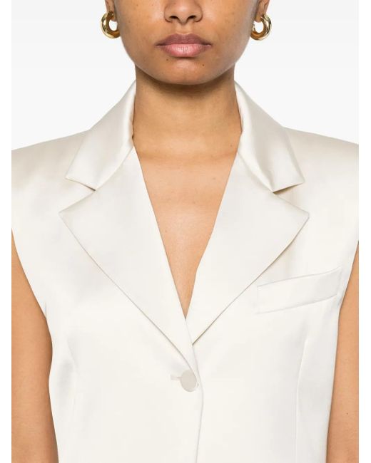 Patrizia Pepe White Satin-Finish Waistcoat