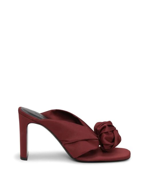 ROTATE BIRGER CHRISTENSEN Red Tongue Square Toe Satin Sandals