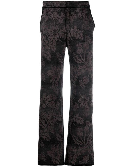 Barrie Black Floral-jacquard Straight-leg Lurex Trousers