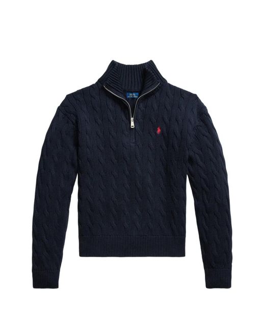 Polo Ralph Lauren Blue Cable-Knit Zip-Up Sweater