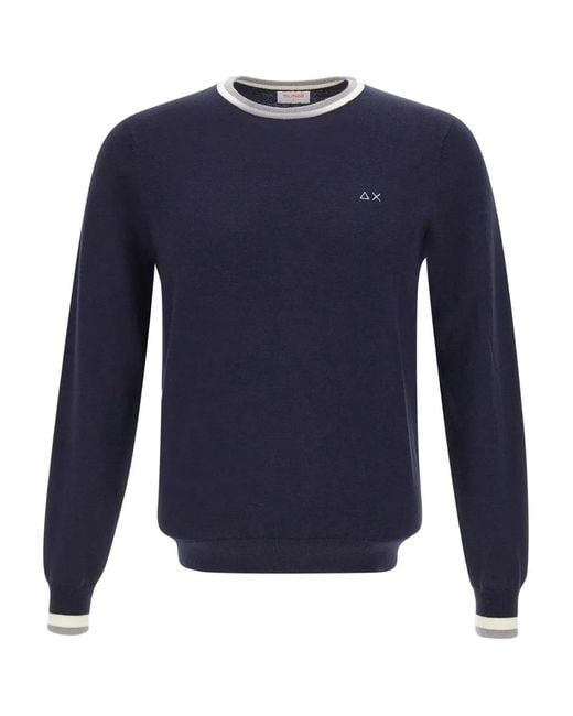 Sun 68 Blue Tipped Crew-Neck Sweater for men