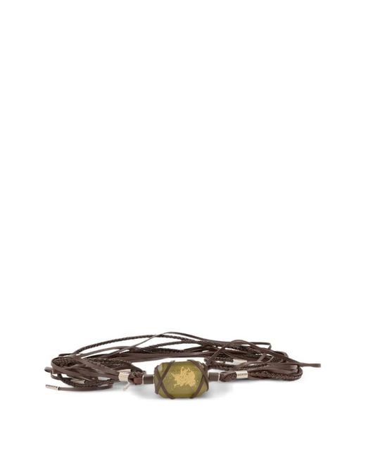 Alberta Ferretti White Fringe-Detail Braided Leather Belt
