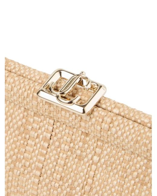 Jimmy Choo Natural Skylar Logo-Plaque Clutch Bag