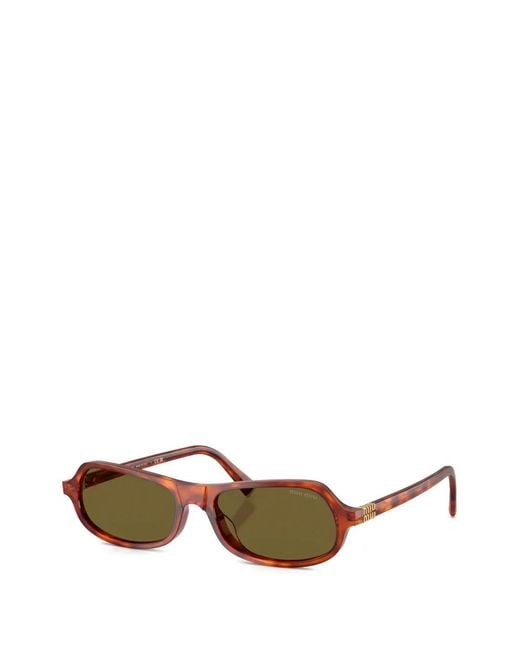 Miu Miu Green Geometric-Frame Sunglasses
