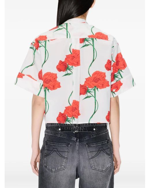 KENZO Red Floral-Print Shirt