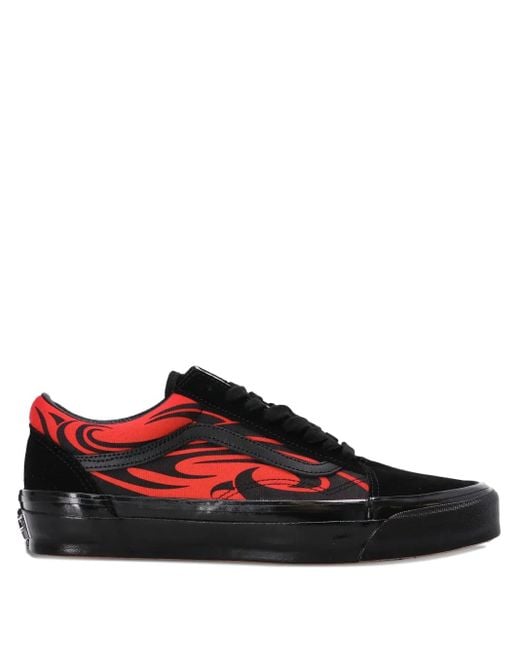 Vans Red Flame-Embellished Low-Top Sneakers for men