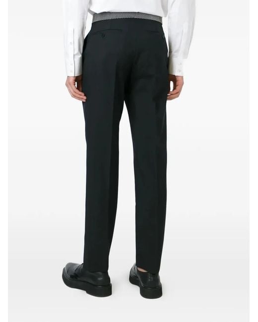 McQueen Black Studded-Waistband Tailored Trousers for men