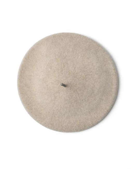 Brunello Cucinelli White Wool Beret