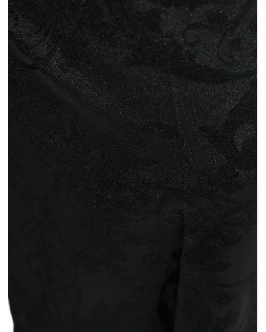 Versace Jeans Couture Black Damask-Pattern Belted Trousers