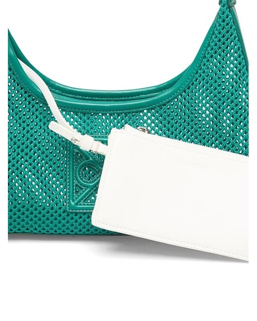 Calvin Klein Green Mesh Logo-Patch Shoulder Bag