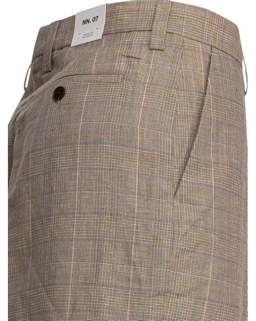 NN07 Gray Checked-Pattern Trousers for men