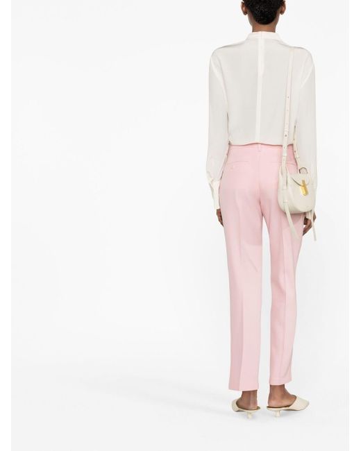Burberry Pink Mid-rise Wool Tailored Trousers