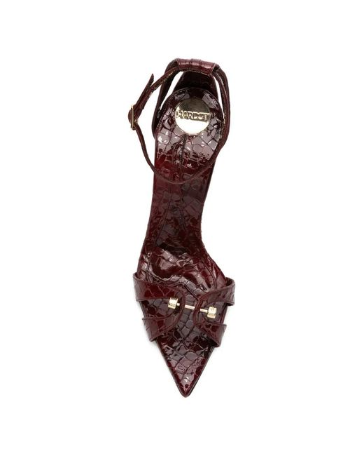 HARDOT Pink Croc-Effect Pointed-Toe Sandals